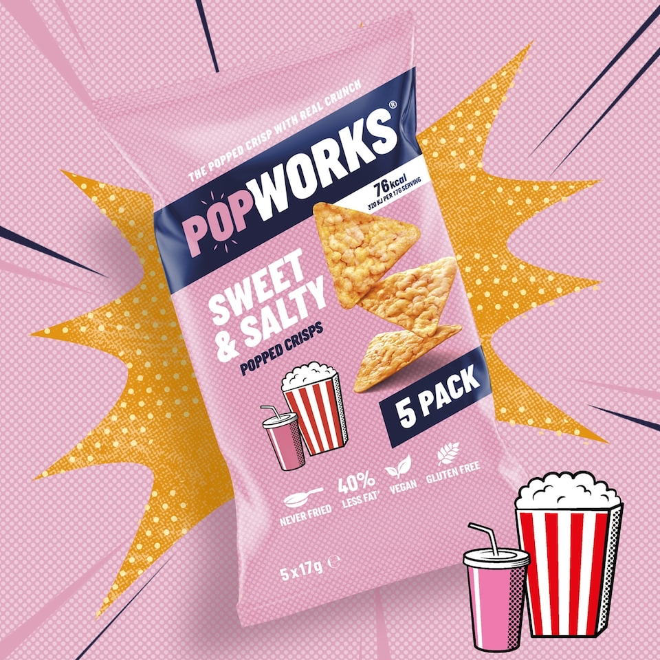 image 1 of Popworks Sweet & Salty Multipack Popped Crisps 5x17g