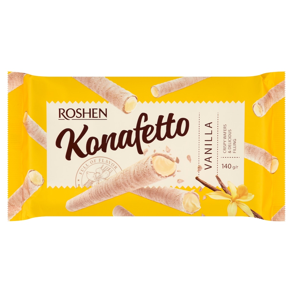 Roshen Konafetto vanília ízesítésű krémmel töltött ostyarúd 140 g  1. kép
