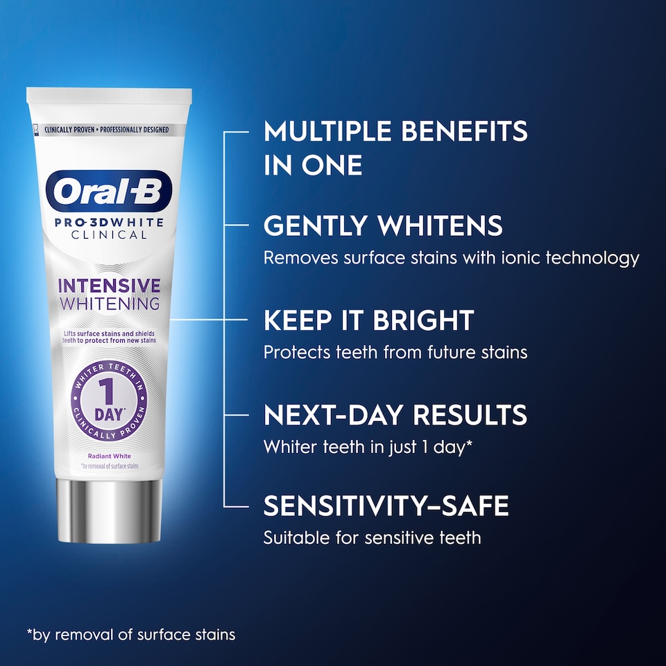 image 1 of Oral-B 3D White Clinical Intensive Whitening Radiant White 75ml