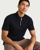 image 3 of F&F Textured Zip Neck Tipped Polo Shirt in Navy