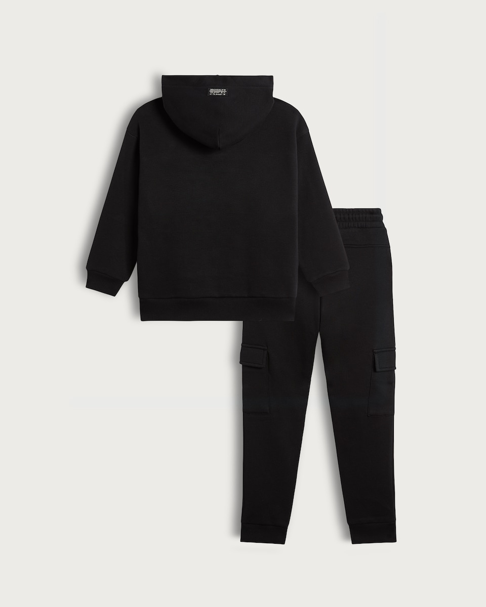 image 1 of F&F Boys 2-Piece Cotton Rich Beyond All Limits Hoodie and Joggers Set in Black