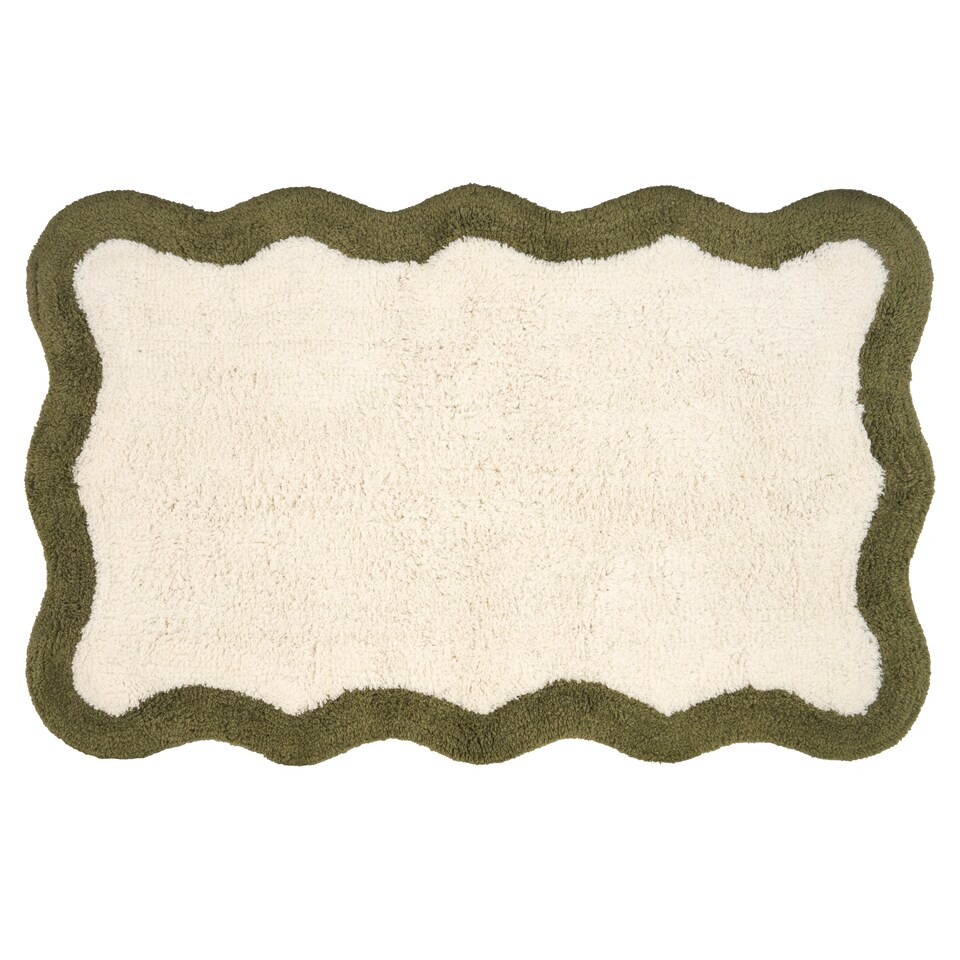 F&F Home Green & White Design Bath Mat
