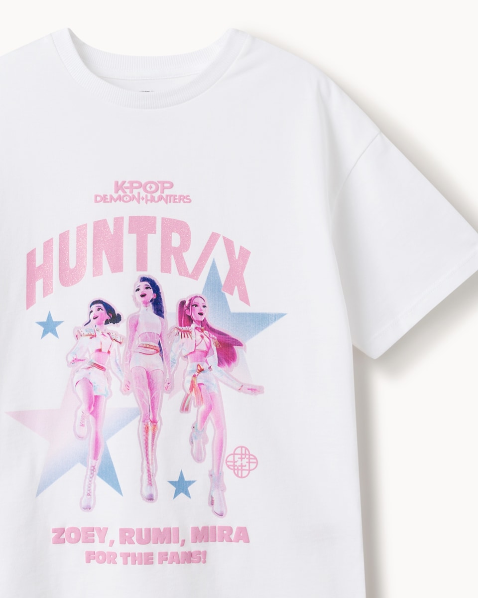 image 1 of K-Pop Demon Hunters Pure Cotton Printed T-Shirt in White
