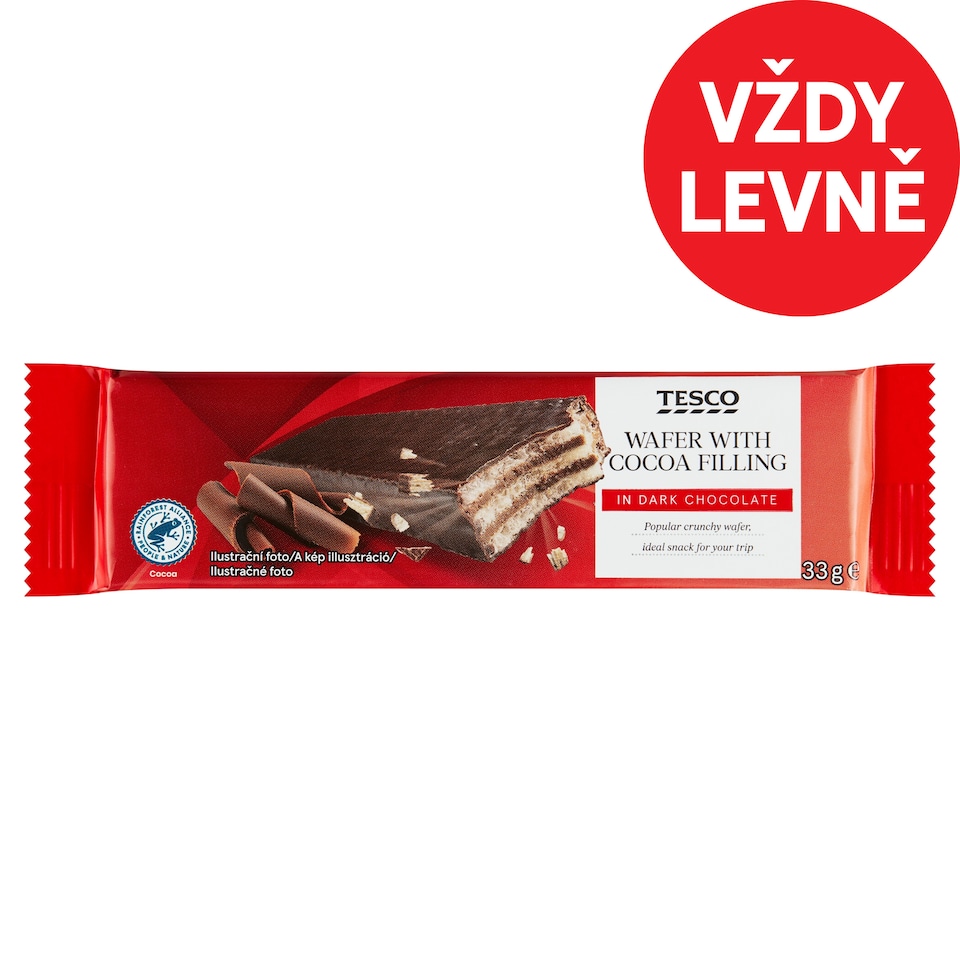 Tesco Oplatka s kakaovou náplní v čokoládě 33g