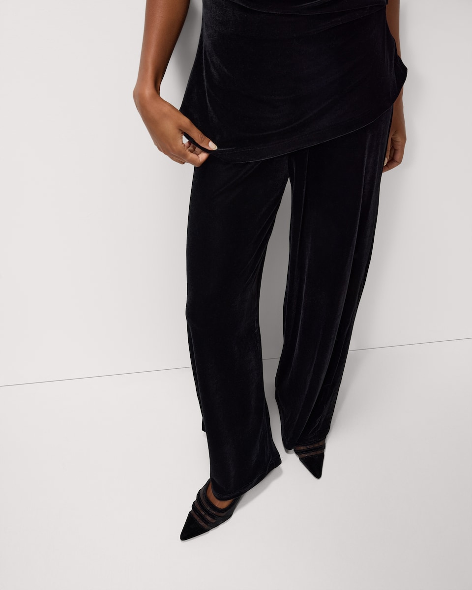 image 1 of F&F Velvet Wide Leg Co-ord Trousers in Black