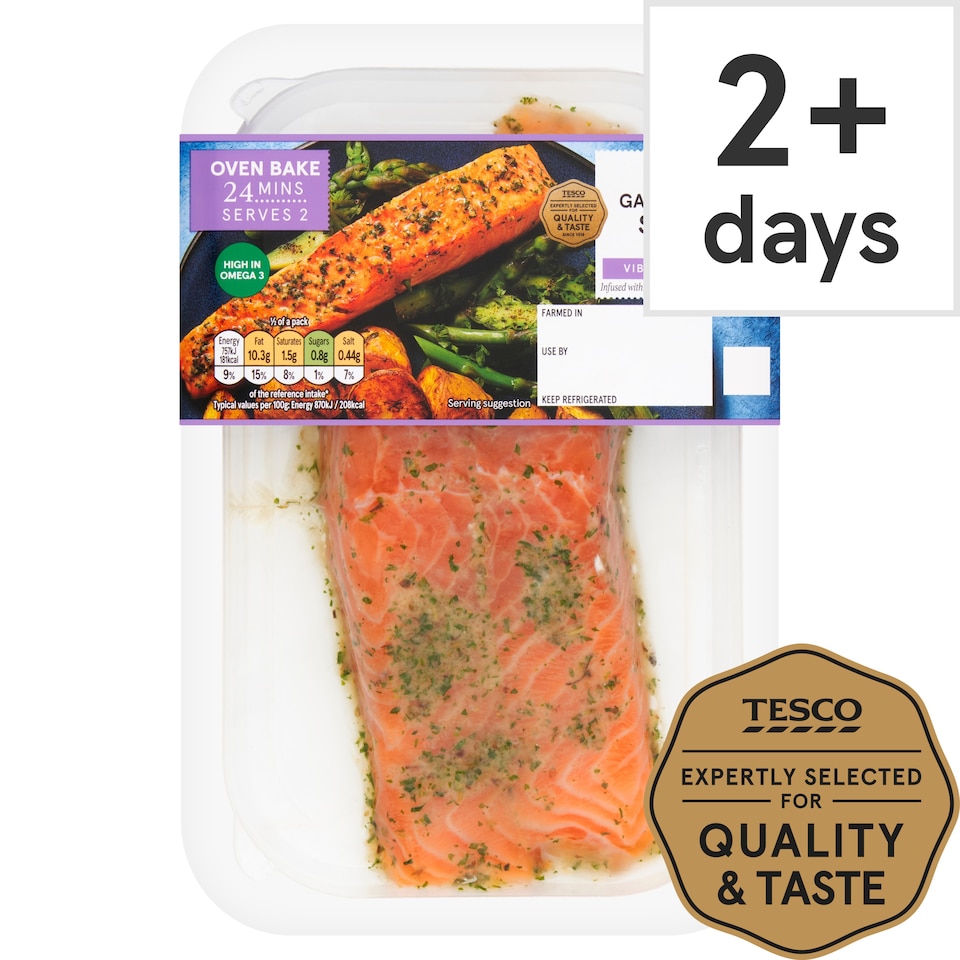 Tesco 2 Garlic & Herb Infused Salmon Fillets 230G