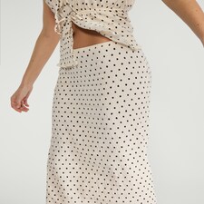 F&F Textured Polka Dot Co-ord Midi Skirt in Multi White