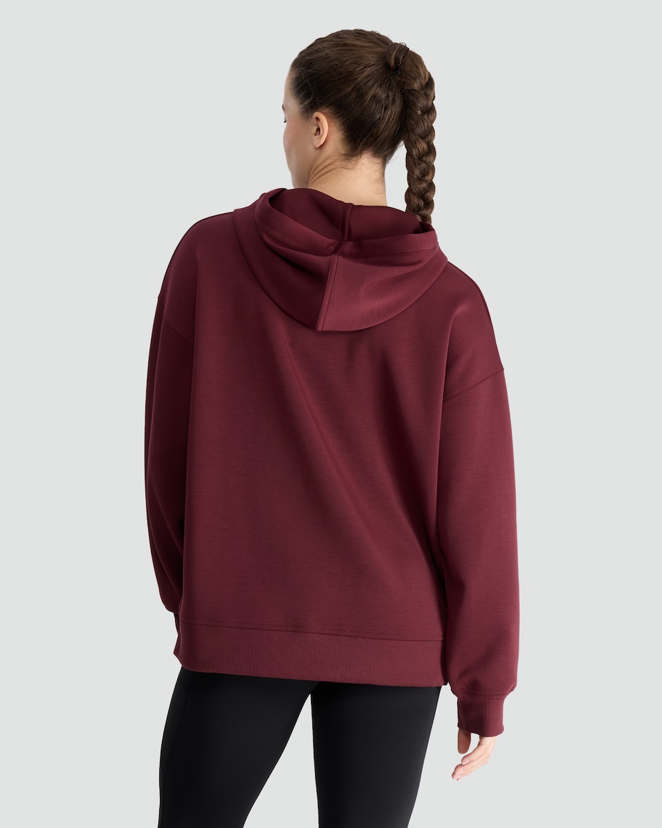 image 1 of F&F Active Hooded Sports Sweatshirt in Burgundy