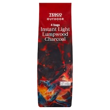 Tesco 4 X Bags Instant Light Lumpwood Charcoal