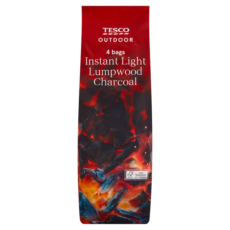 image 1 of Tesco 4 X Bags Instant Light Lumpwood Charcoal