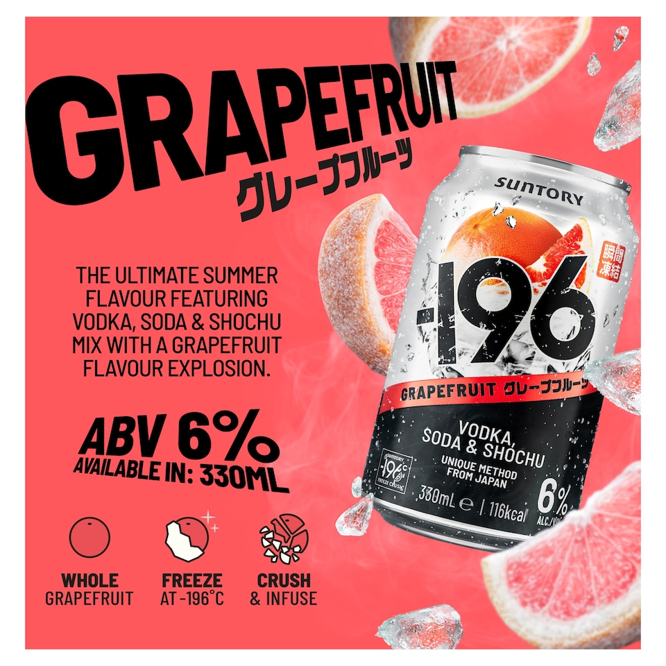 image 1 of -196 Grapefruit with Shochu, Vodka & Soda Alcoholic Pre-mixed Drink 330ml