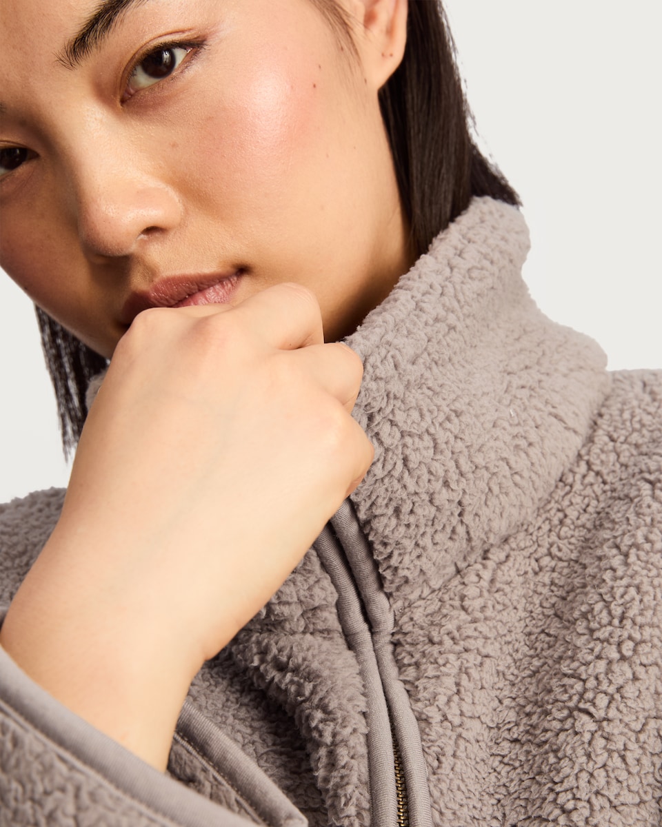 image 1 of F&F Textured Funnel Neck Zip Through Jacket in Natural