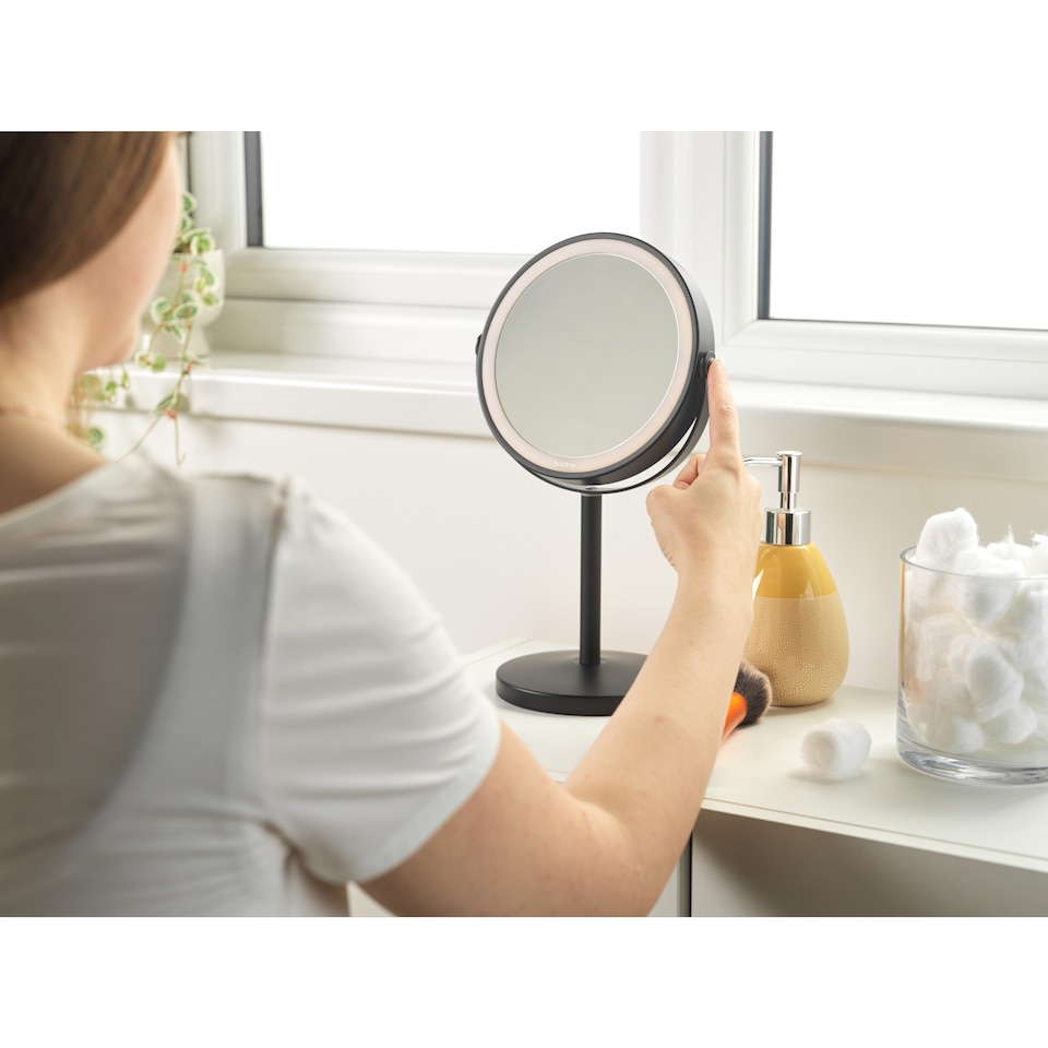 image 1 of Beldray Black 7 inch Telescopic LED Mirror