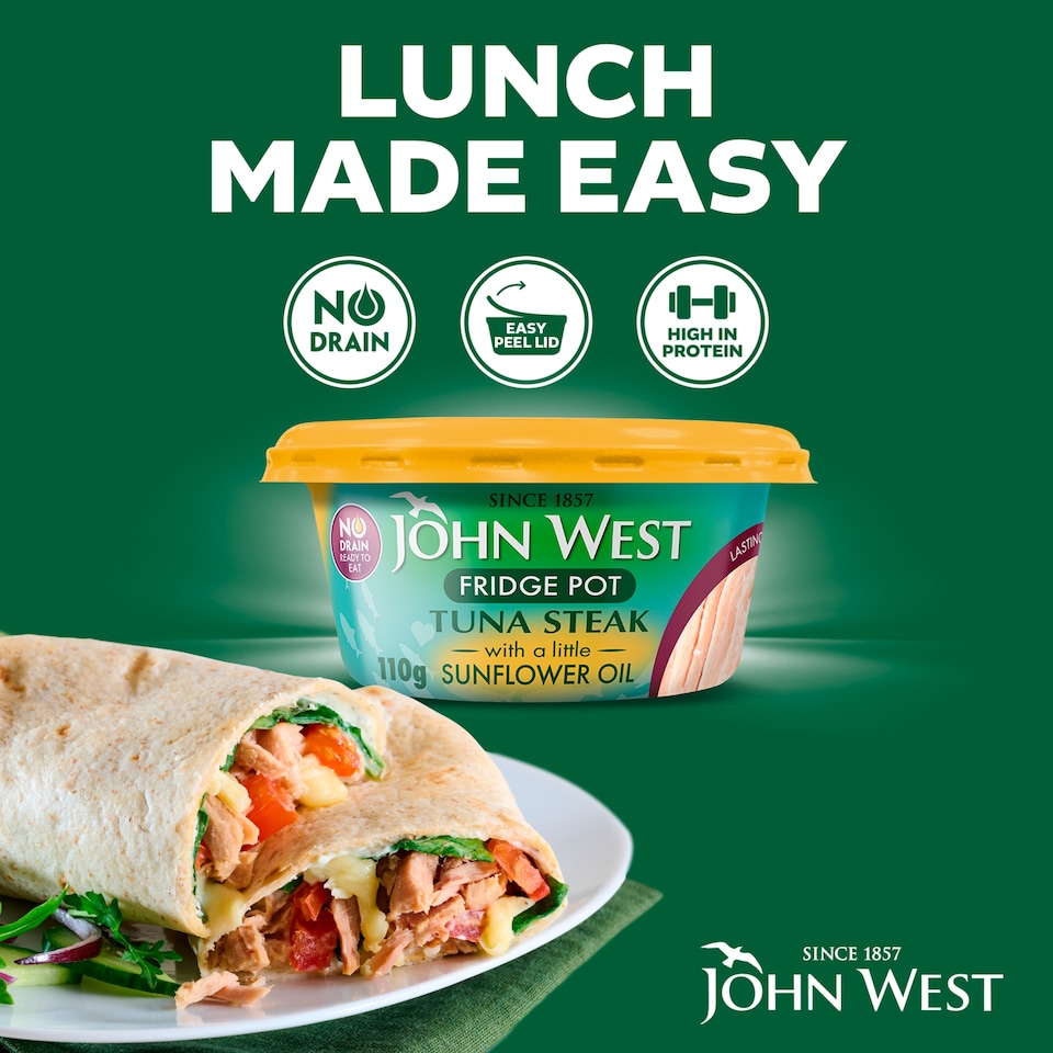 image 1 of John West No Drain Fridge Pot Tuna Steak with a Little Sunflower Oil 3x110g