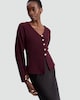 image 4 of F&F V Neck Buttoned Co-ord Cardigan in Burgundy