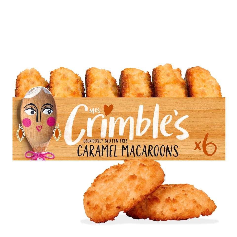 Mrs Crimble's Gluten Free Coconut Macaroons with Caramel Pieces 6 Pack 180g
