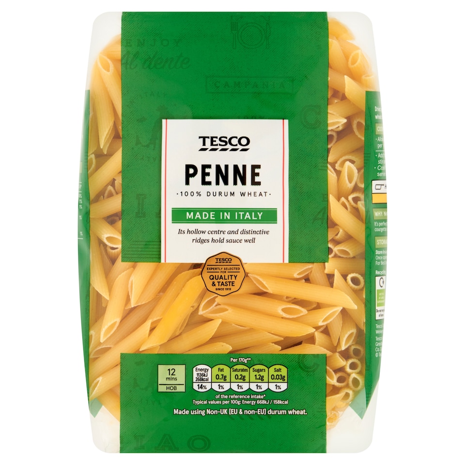 Tesco Penne Pasta Quills 1Kg