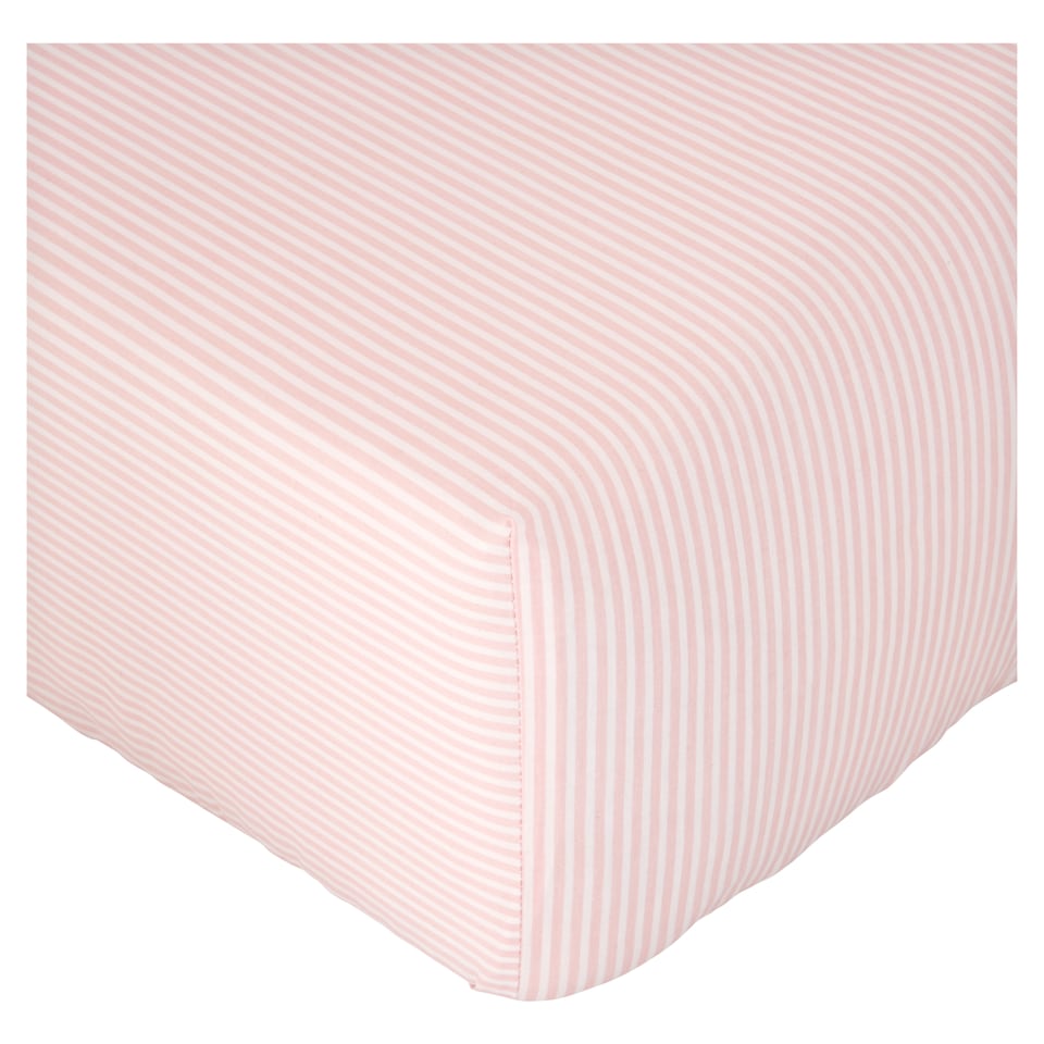 F&F Home 100% Cotton Pink Stripe Fitted Sheet King