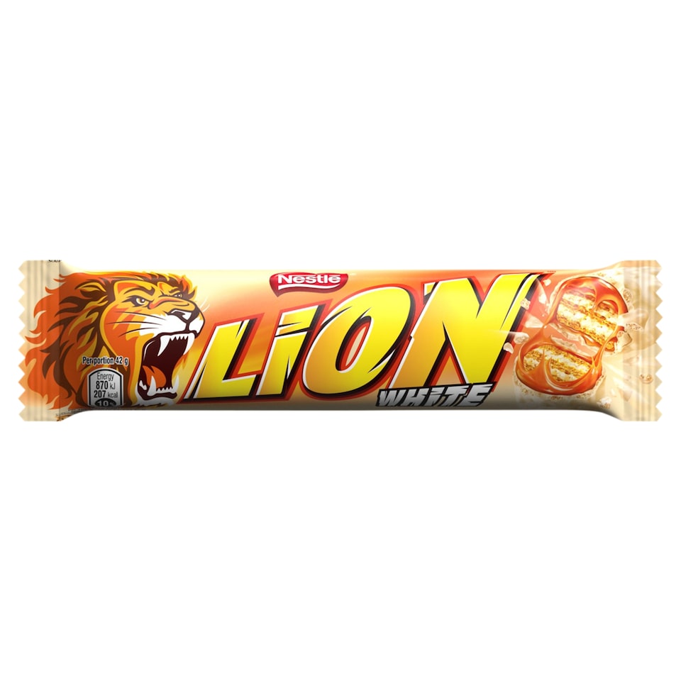 LION WHITE tyčinka s karamelovou náplňou a chrumkami 42 g