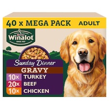 WINALOT Sunday Dinner Mixed in Gravy Wet Dog Food 40x100g