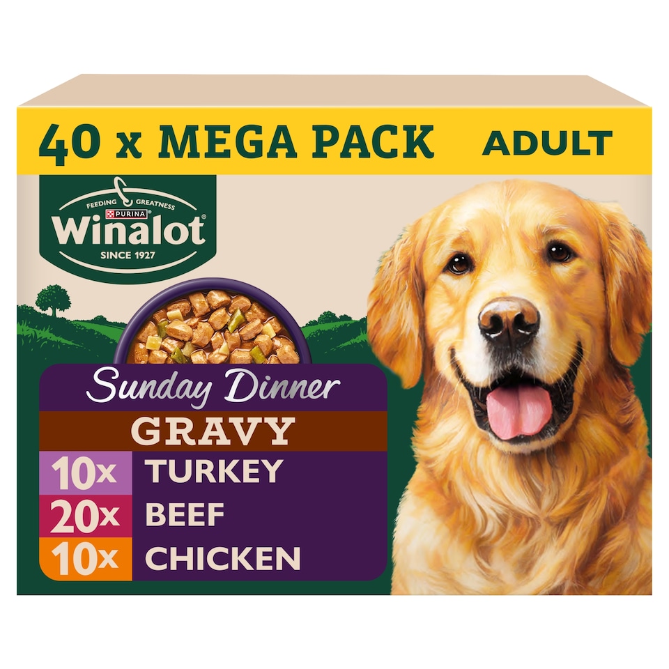 image 1 of WINALOT Sunday Dinner Mixed in Gravy Wet Dog Food 40x100g