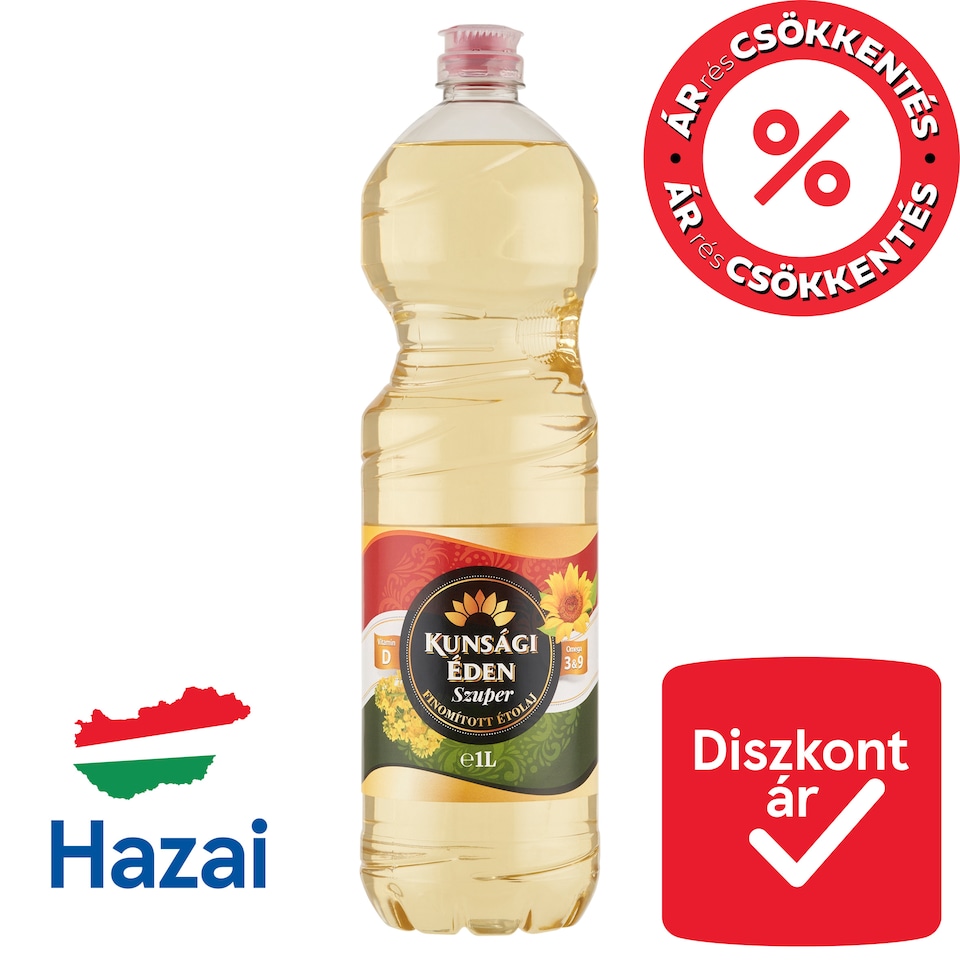 Kunsági Éden Szuper finomított étolaj hozzáadott D-vitaminnal 1 l