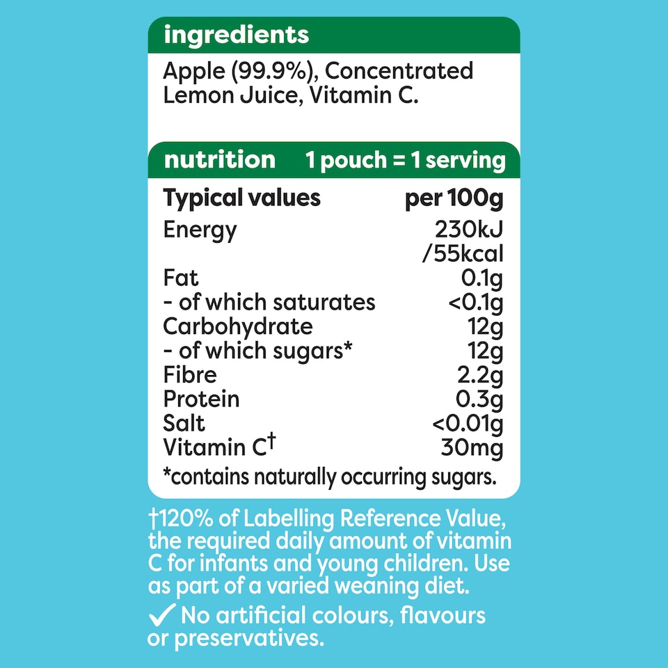 image 1 of Heinz Apple Baby Food Fruit Puree Pouch 100g