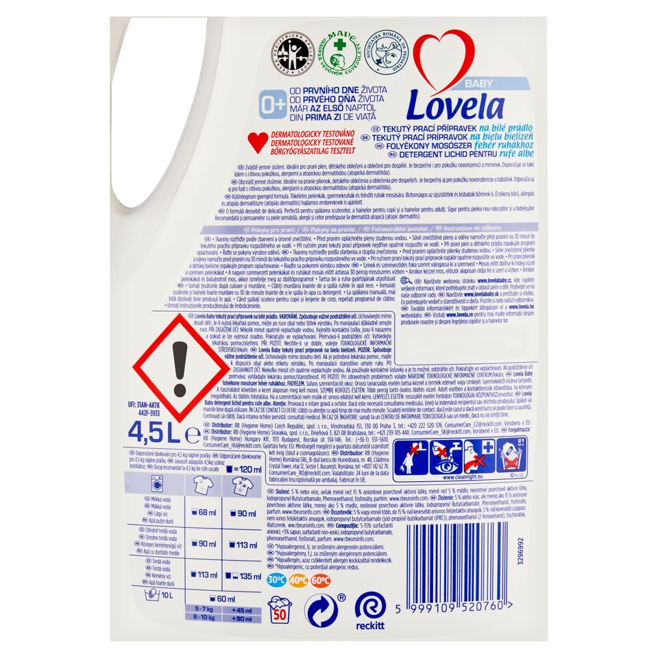 image 1 of Lovela Baby Liquid Detergent for Whites 50 Washes 4.5 L