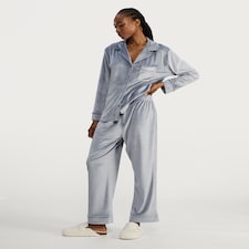 F&F Velour Pocket Front Pyjama Set in Blue