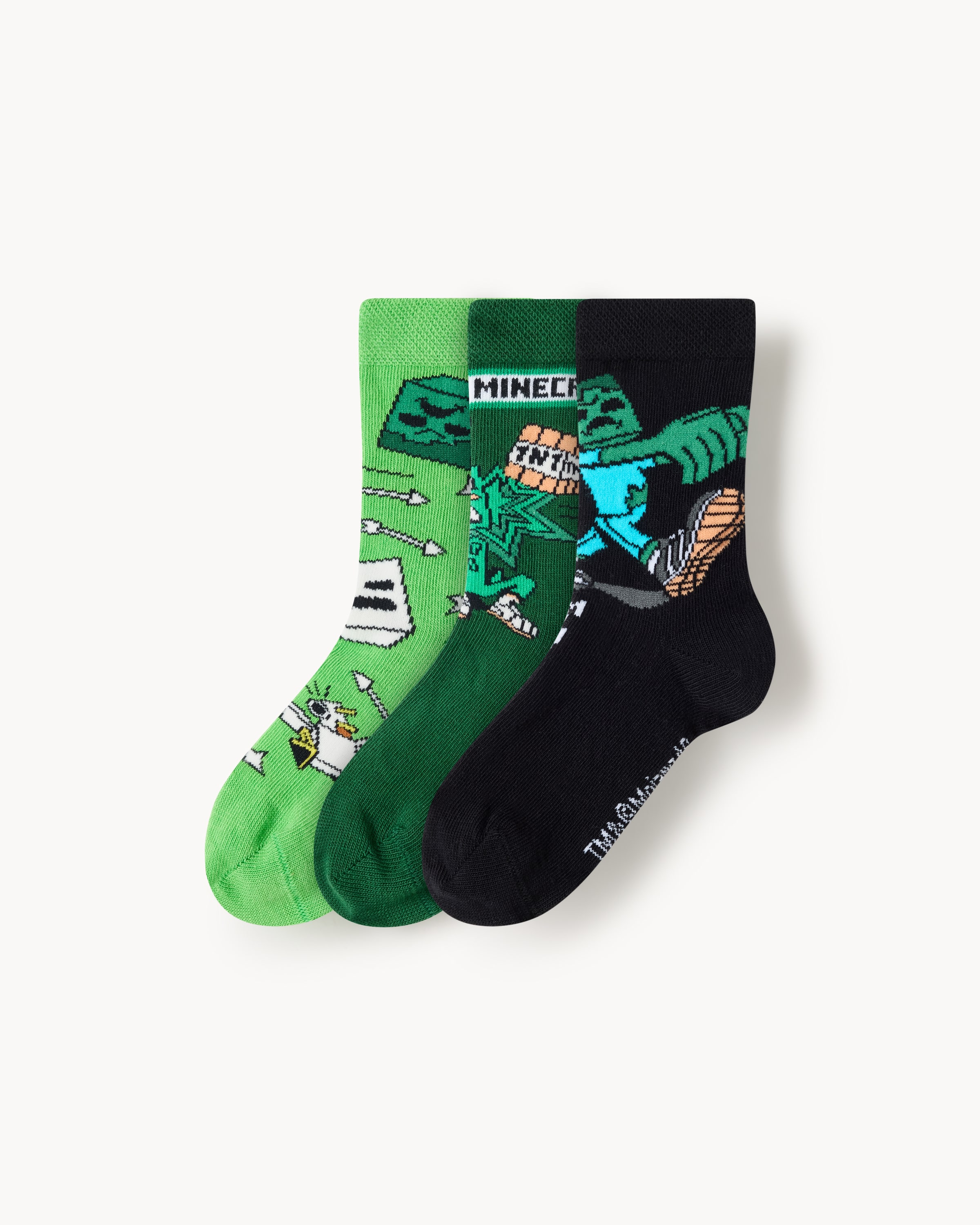 Minecraft 3-Pack Cotton Rich Ankle Socks in Multi - Tesco Groceries