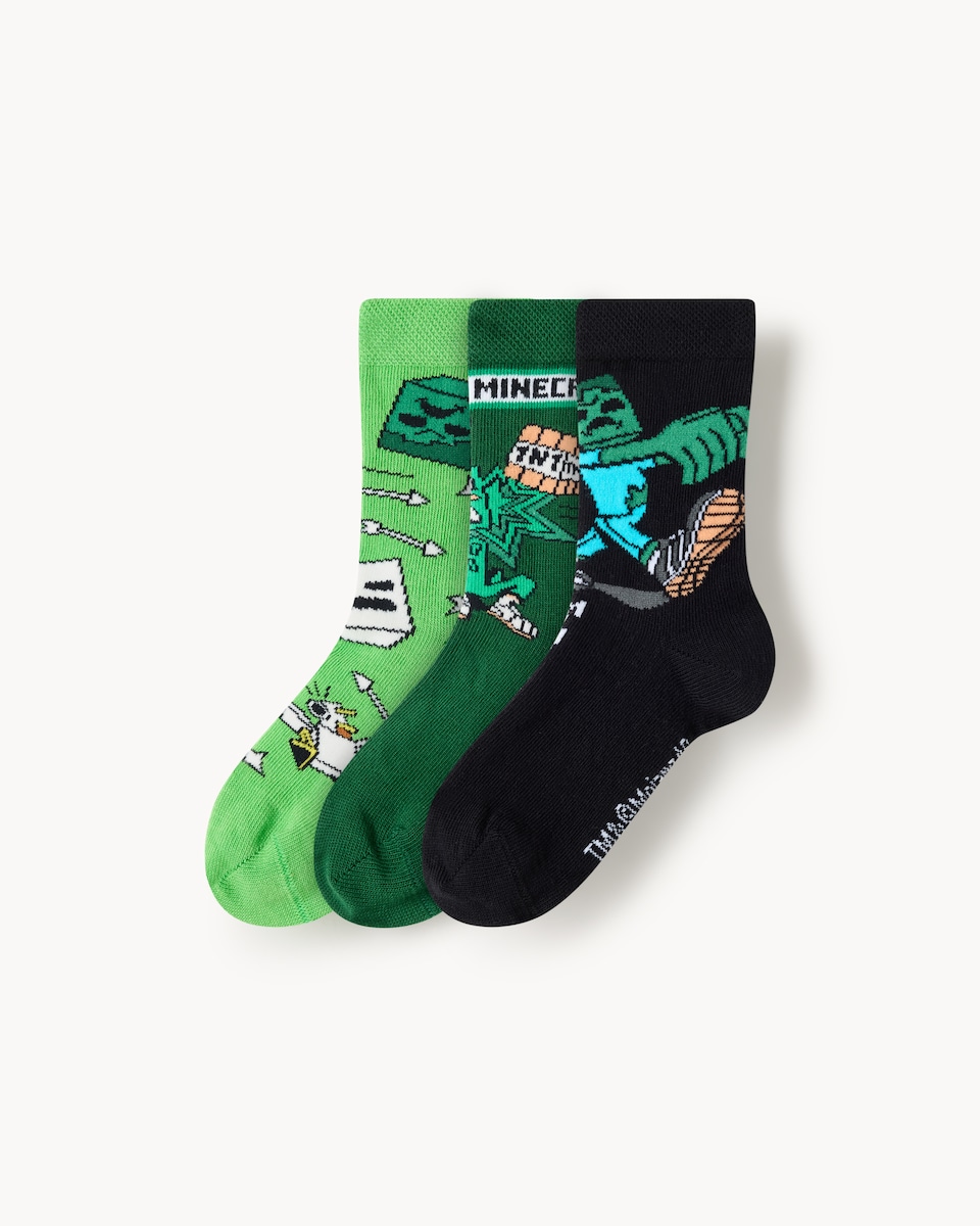 Minecraft 3-Pack Cotton Rich Ankle Socks in Multi
