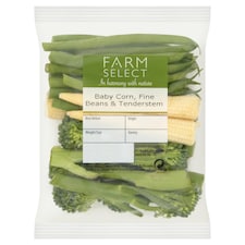 Farm Select Baby Corn Fine Beans & Tenderstem 80g