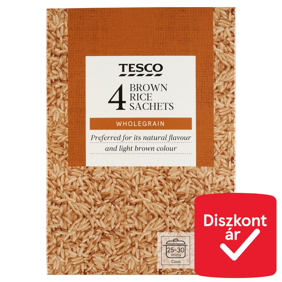 Tesco Brown Rice in Cooking Bag 4 x 125 g (500 g)