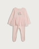 image 1 of F&F Baby Bunny Embroidered Tulle Sleepsuit in Pink