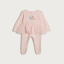 F&F Baby Bunny Embroidered Tulle Sleepsuit in Pink