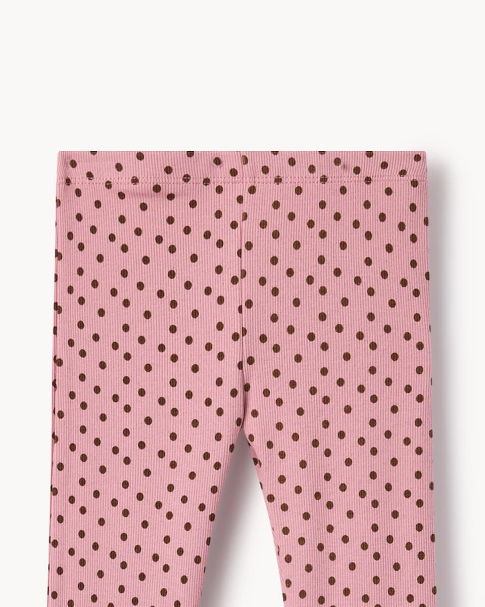 image 1 of F&F Girls Polka Dot Top and Flared Leggings Set in Multi Pink