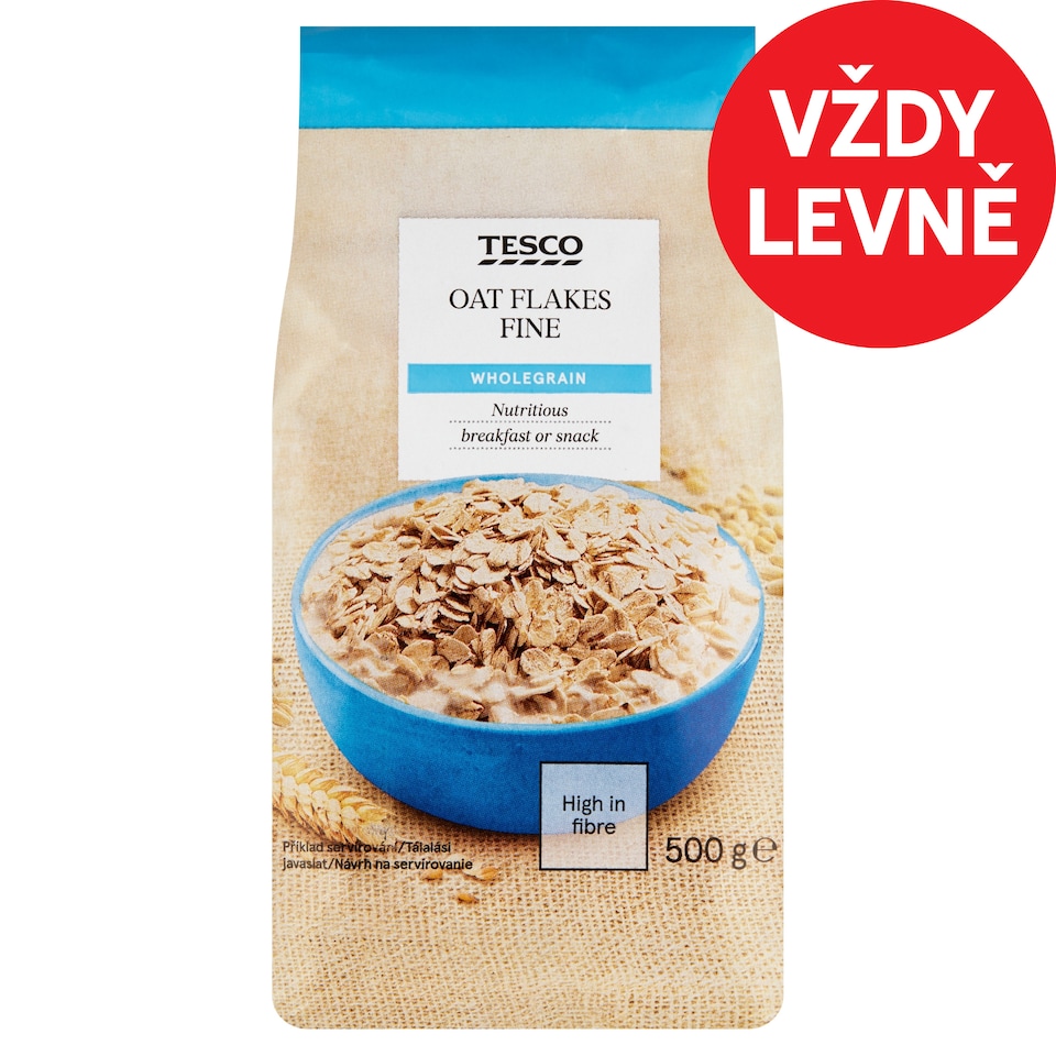 Tesco Celozrnné ovesné vločky jemné 500g