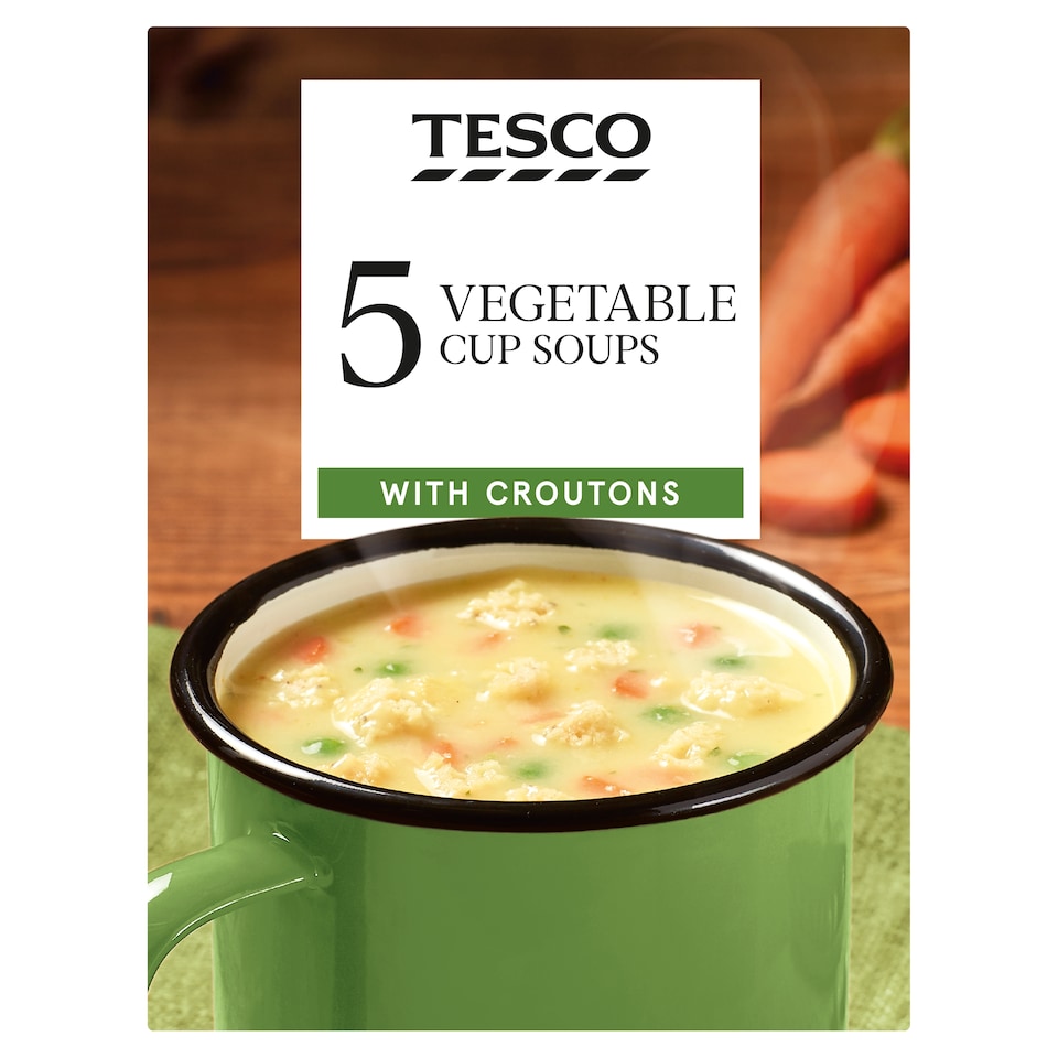Tesco Vegetable Cup Soups With Croutons 5 Pack 115g