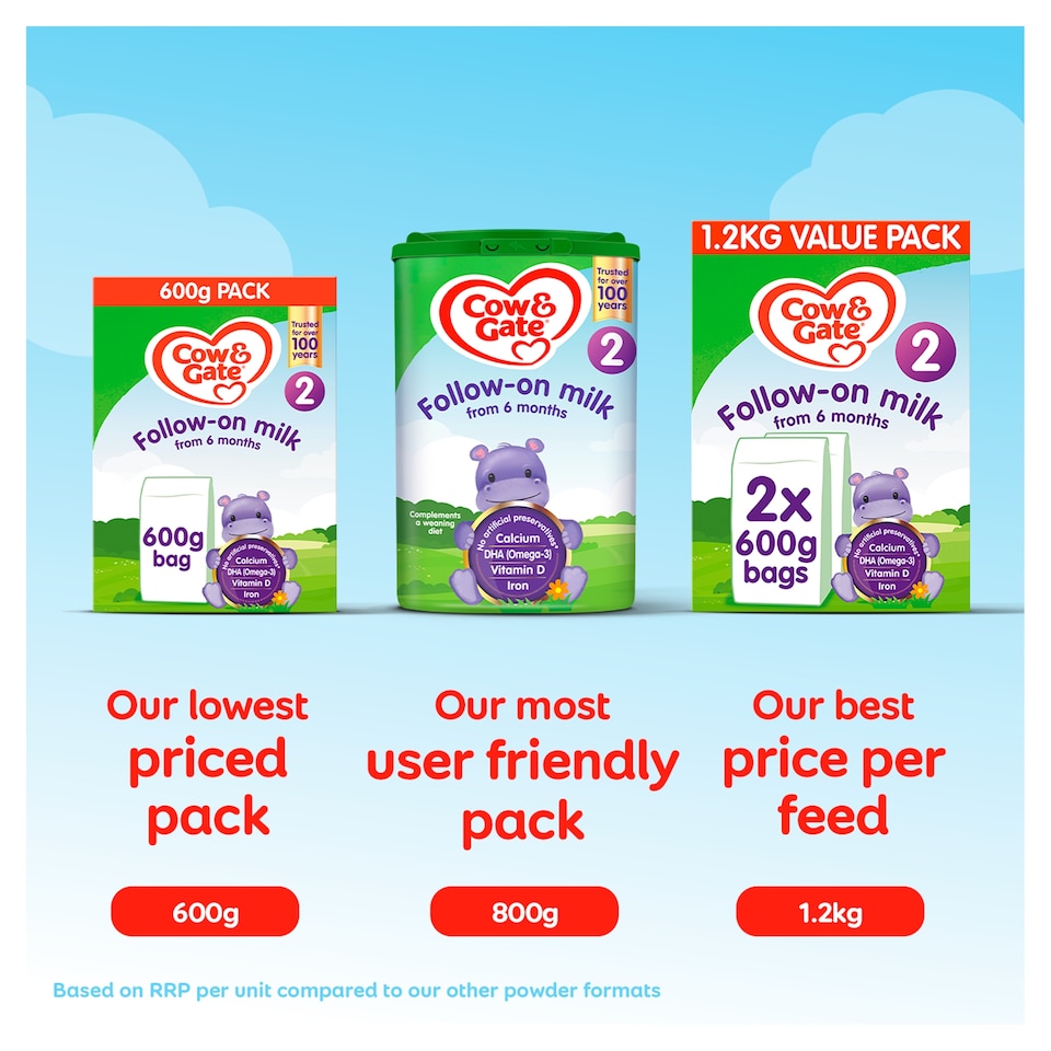 image 1 of Cow & Gate 2 Follow On Baby Milk Formula Powder 6-12 Months Big Pack 1.2kg