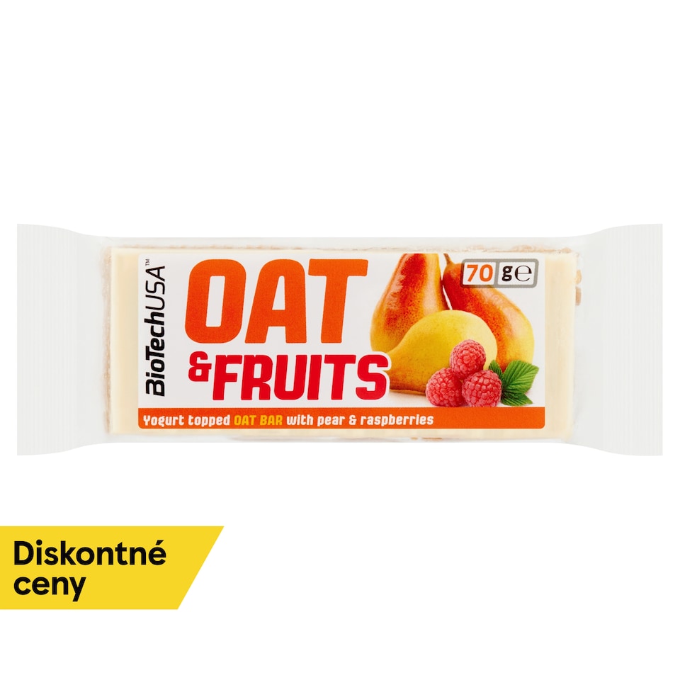 obrázok 1 z BioTechUSA Oat and Fruits ovsená tyčinka s jogurtovou polevou a s kúskami hrušky a malín 70 g