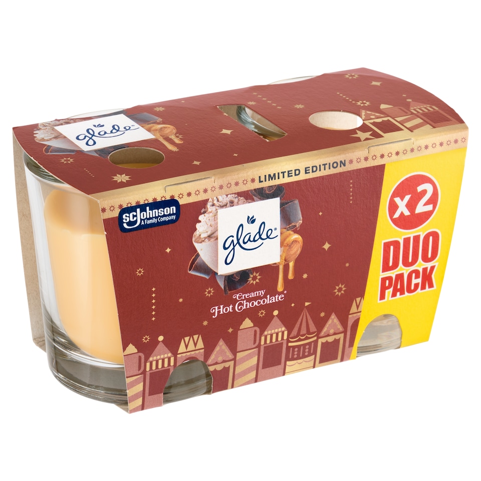 Obrázek 1 pro produkt Glade Creamy Hot Chocolate parfémovaná svíčka 2 x 112g (224g)