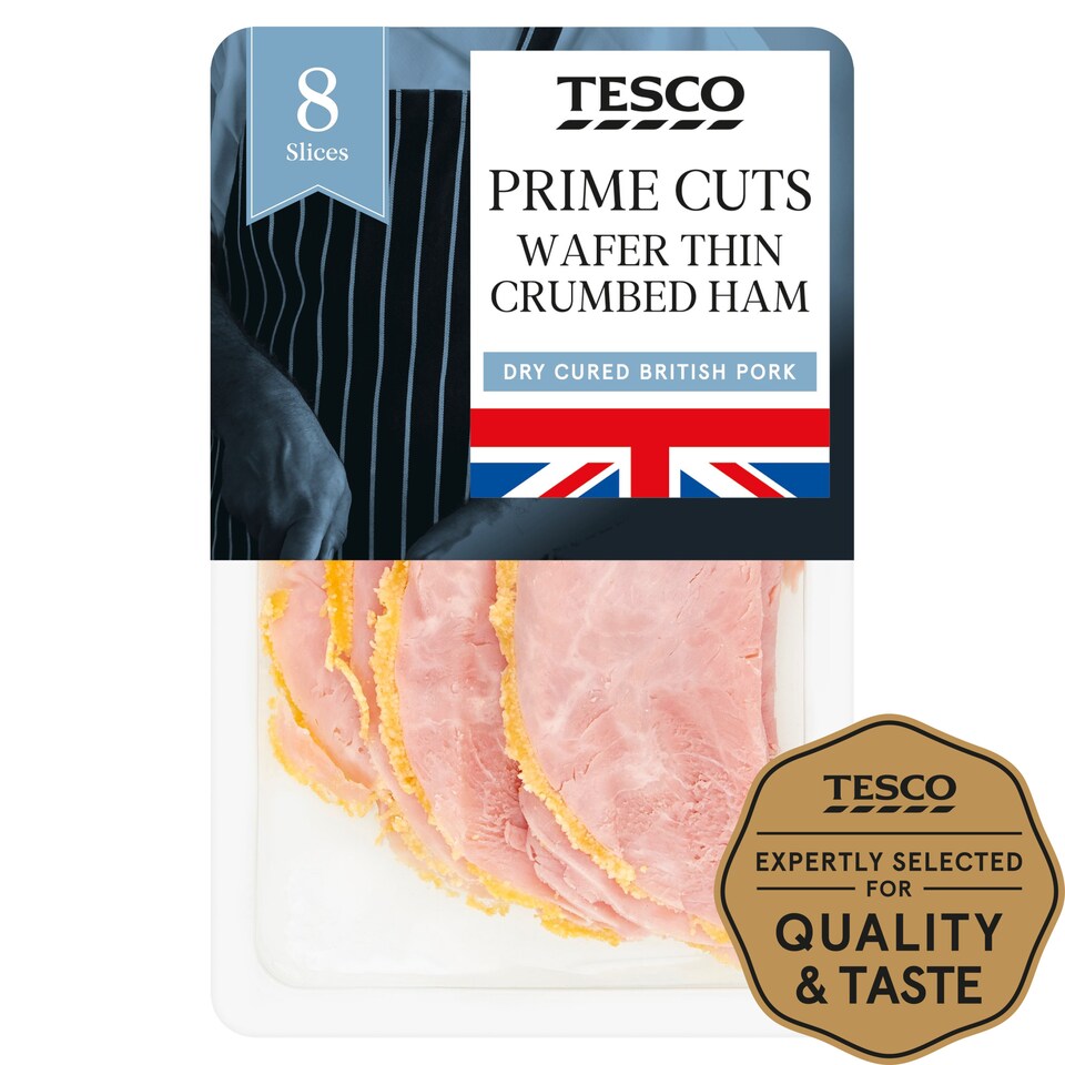 Tesco British Wafer Thin Crumbed Ham Slices 125G Tesco Groceries