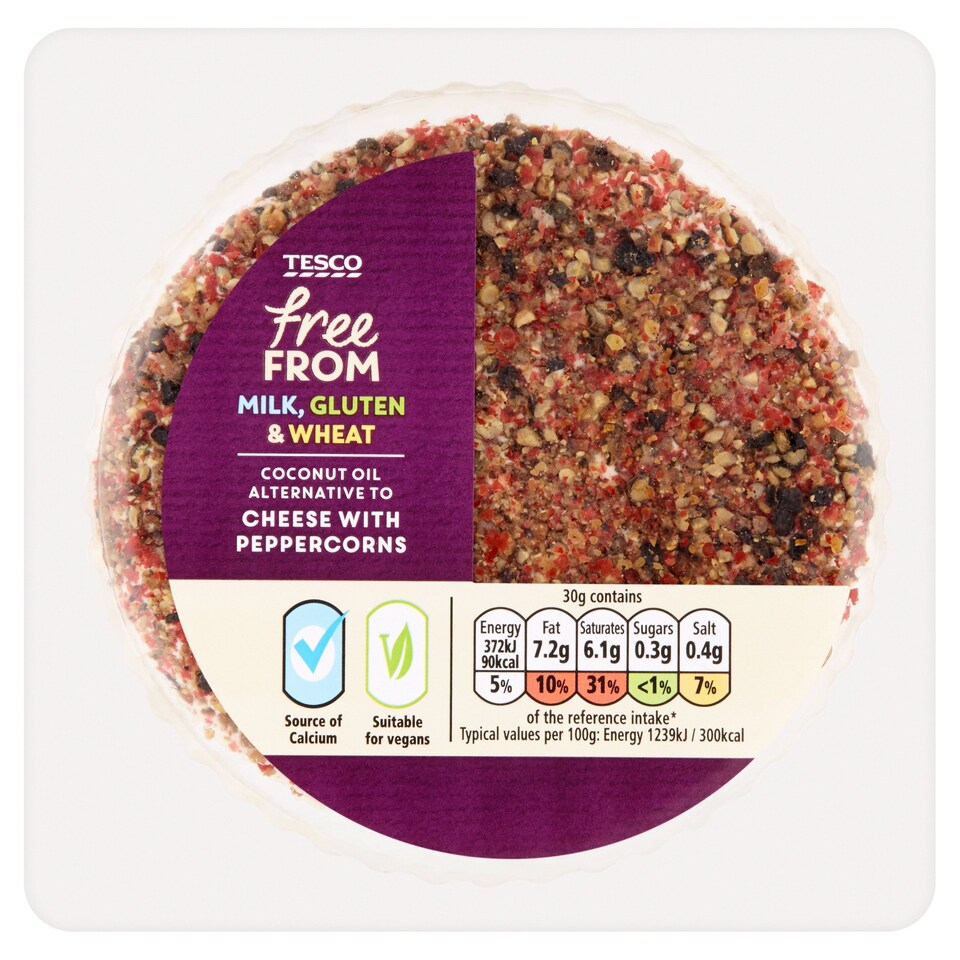Tesco Free From Coconut Oil Alternative To Cheese & Peppercorn 200G