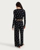 image 3 of F&F Snit Textured Cherry Print Button Top and Bottoms Pyjama Set in Multi Black