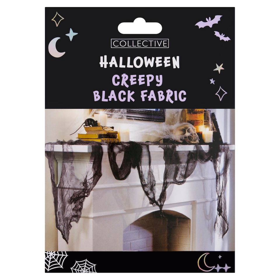 Tesco Halloween Black Creepy Fabric
