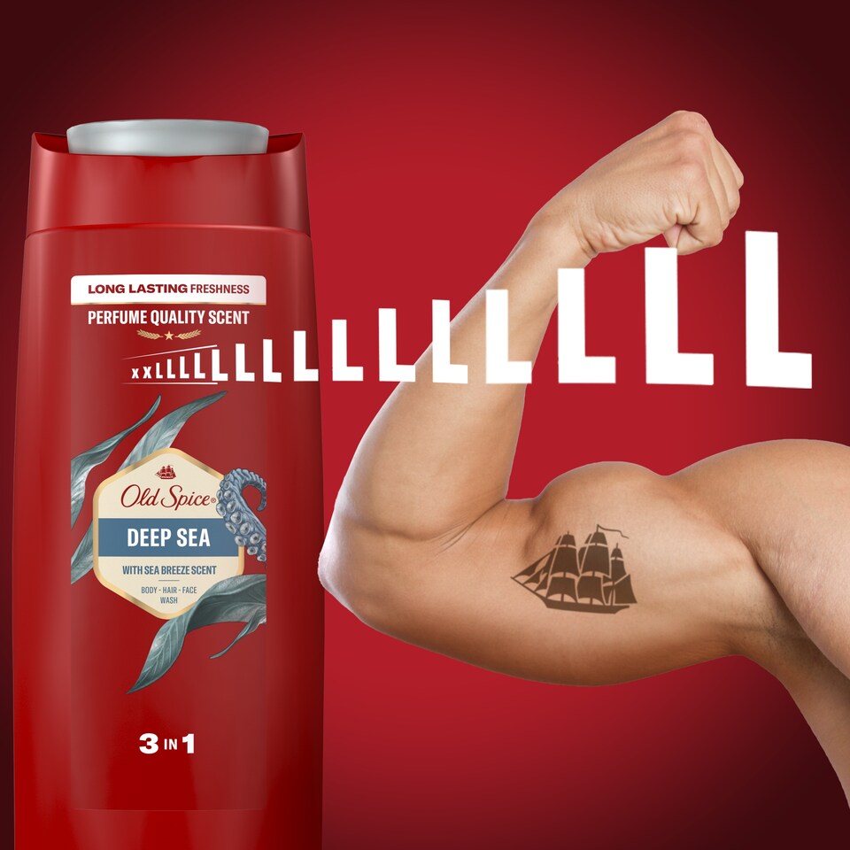 image 1 of Old Spice Deep Sea Men’s Shower Gel & Shampoo 675ml Multi-Use 3-in-1 Hair-Face-Body Wash