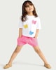 image 1 of F&F Girls 2-Piece Pure Cotton Butterfly T-Shirt and Shorts Set in Multi Pink