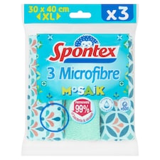 Spontex Microfibre Mosaik Cloths Clip Strip 3 Pack