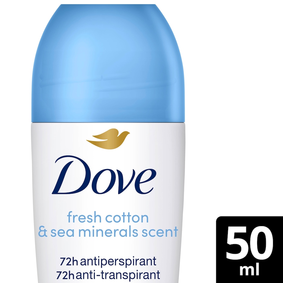 image 1 of Dove Women Cotton & Sea Minerals 72h Roll-On Antiperspirant Deodorant 50ml