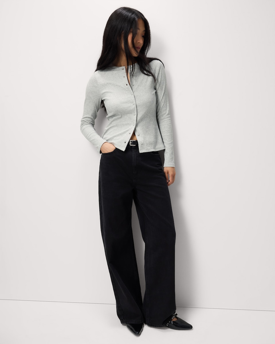image 1 of F&F 2-Pack Cotton Rich Ribbed Button Up Tops in Multi Grey